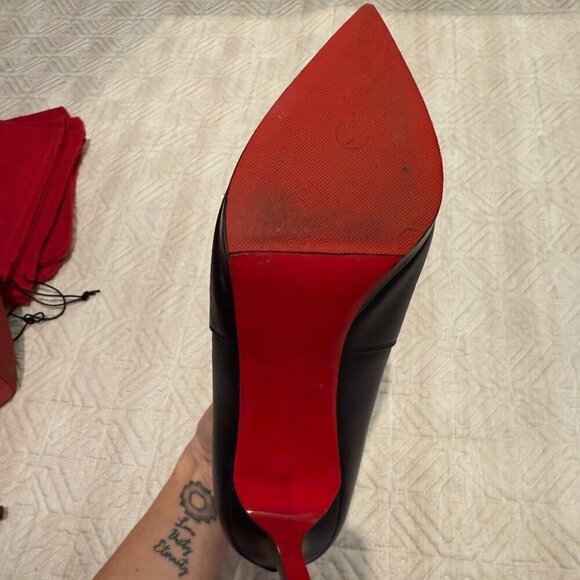 AUTHENTIC Black Crochinetta 100mm, Christian Louboutin, Size 37 (Not For Bundle) - Picture 7 of 11